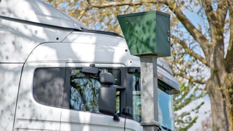 Speed camera next to a truck