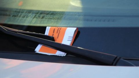 Parking fine on car windshield