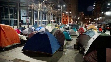 Tents up at night