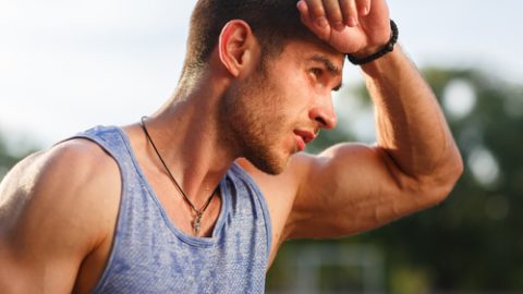 Man feeling the heat in summer