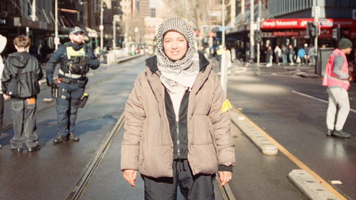 Palestinian organiser and a Monash University assistant lecturer in education Tasnim Sammak. Photo credit Brissendenkilic