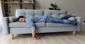 Man asleep on couch