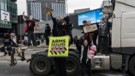 Protest against weapons show