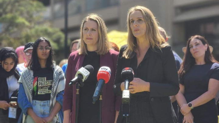 NSW Greens member for Balmain Kobi Shetty and NSW Greens MLC Sue Higginson speak on the premier’s ongoing attacks on the right to protest