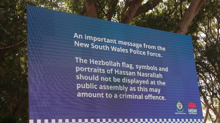 NSW police was still banging on about illegal flags