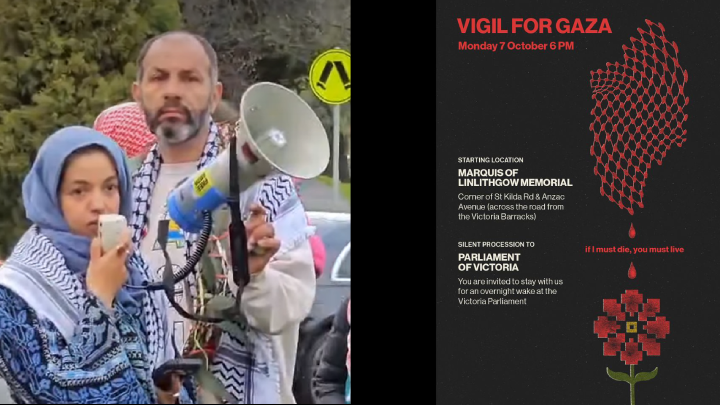 Tasnim Sammak addresses Vigil for Gaza held on October 7th in Naarm-Melbourne