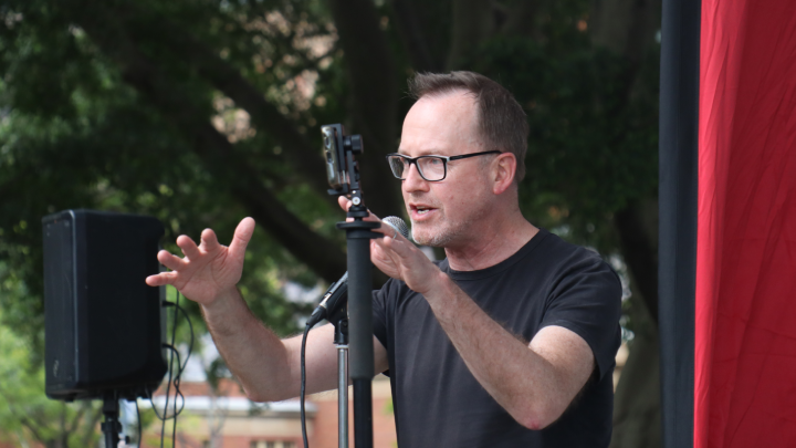 Australian Greens Senator David Shoebridge congratulated the weekly pro-Palestinian rally on Gadigal land in Sydney on its resilience that has seen it show up for 56 weeks despite ongoing political harassment