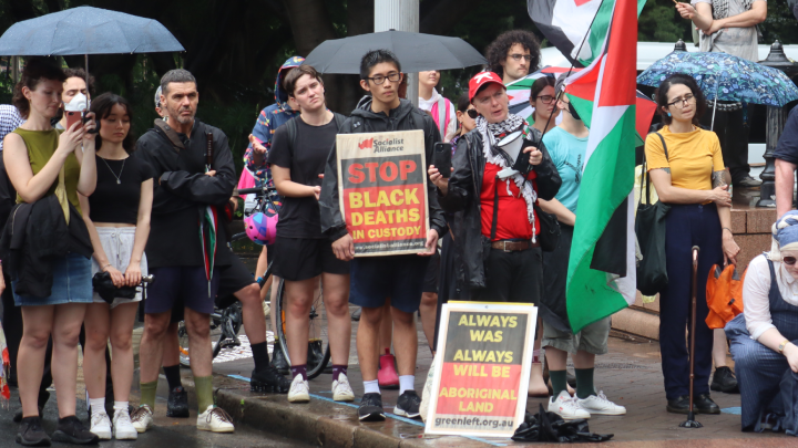 The rally was organised by The Blak Caucus and Sydney Basin Aboriginal Tent Embassy