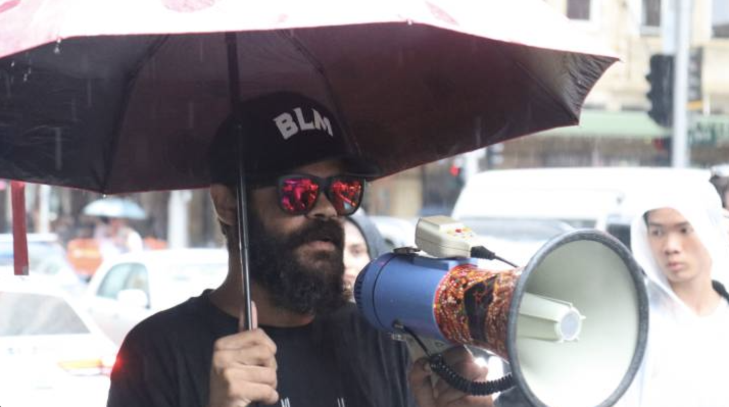 Dunghutti social justice activist Paul Silva led the Justice for First Nations rally for International Human Rights Day through the Sydney CBD streets on Saturday